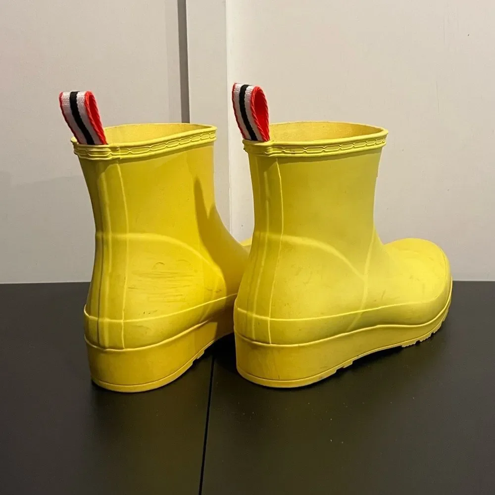 Hunter Play Yellow Rubber Wellies Winter & Rain Boots 7